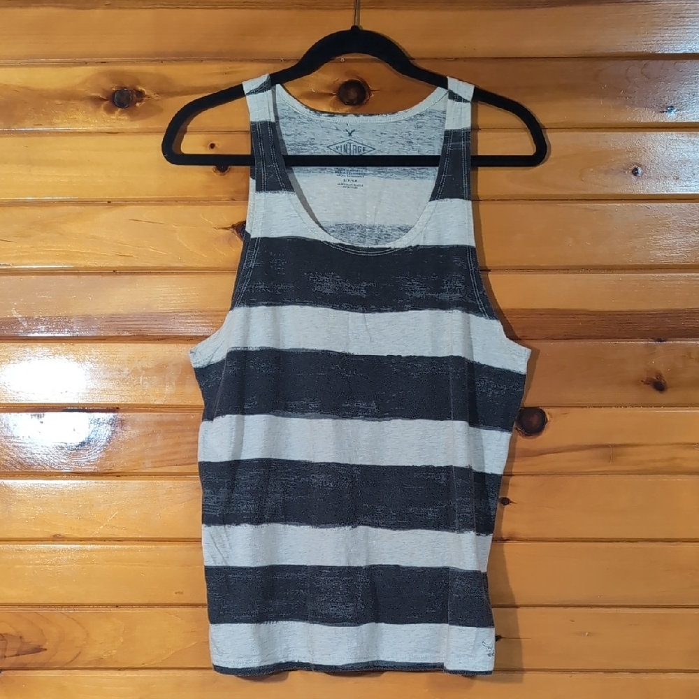 Vintage Fit American Eagle Striped Gray Tank Top